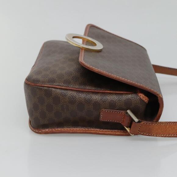 CELINE Macadam Canvas Circle Shoulder Bag Pvc Leather Brown Gold - Picture 4 of 12